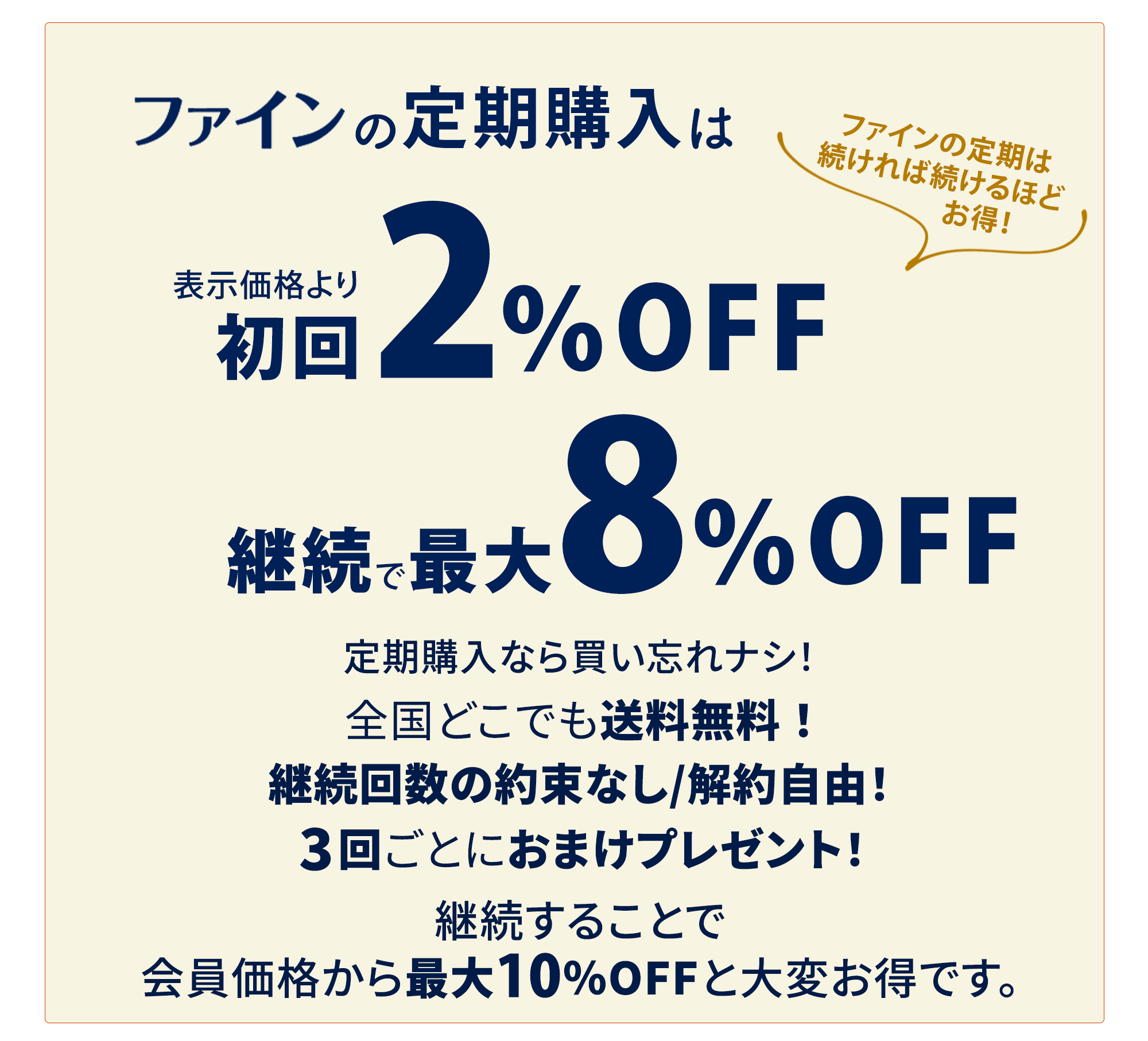 ファインの定期購入はおトクです！