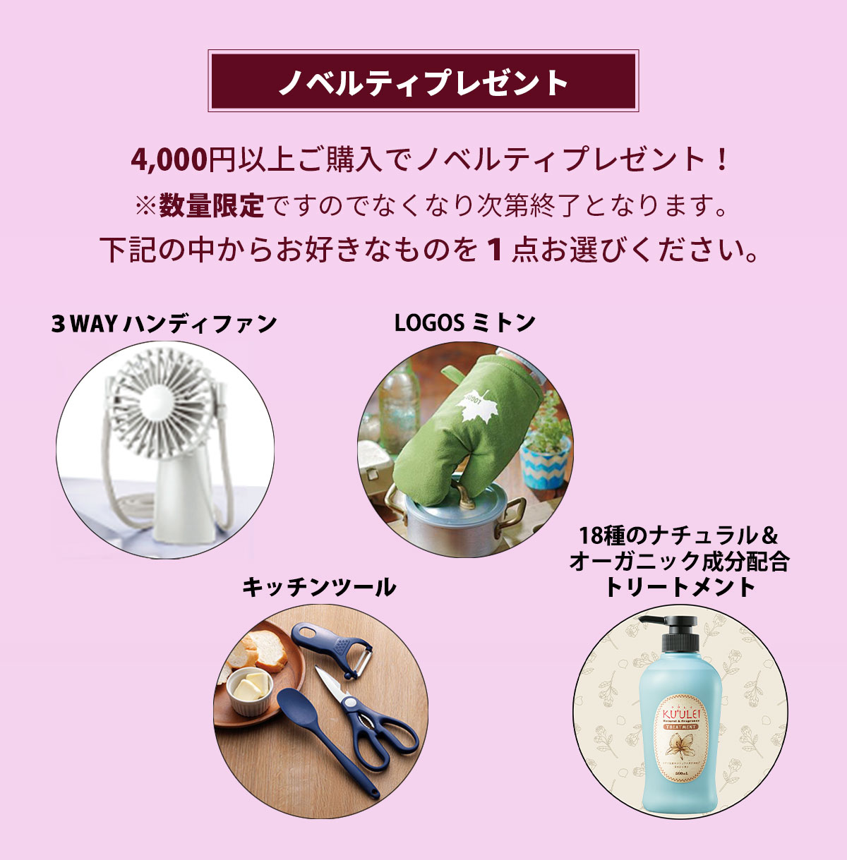 【数量限定】4,000円以上購入でノベルティプレゼント！